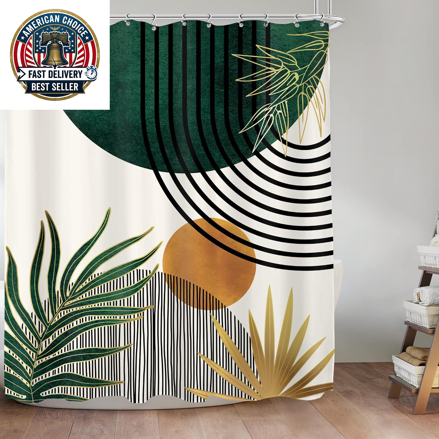 Custom Printed Bath Curtain — custom printed polyester bath curtain detail view