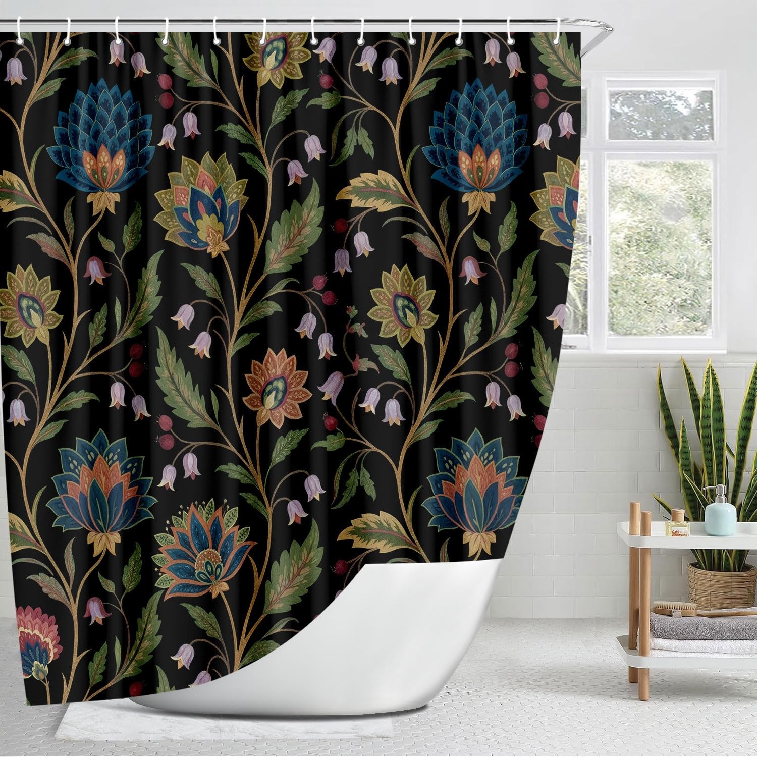Custom Printed Bath Curtain — custom printed polyester bath curtain detail view