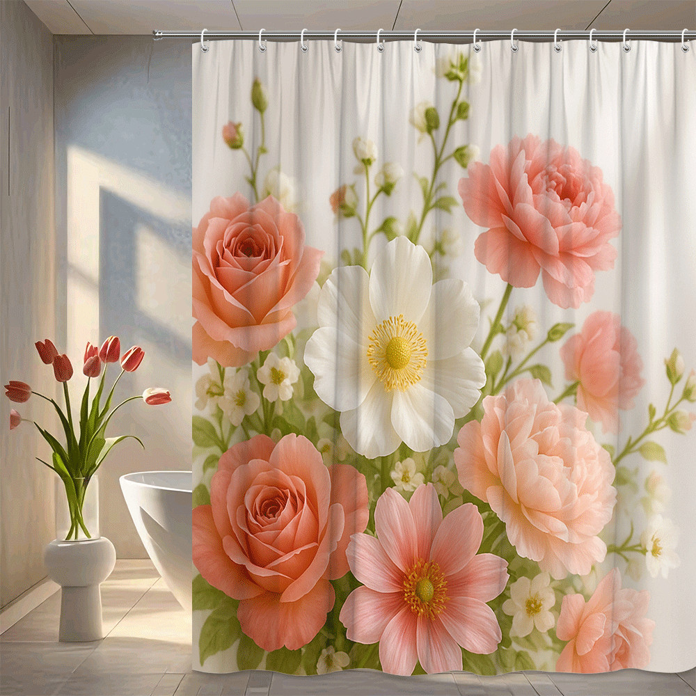 Custom Printed Bath Curtain — custom printed polyester bath curtain