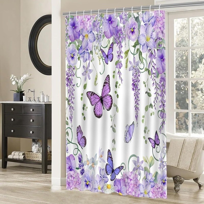Custom Printed Bath Curtain — custom printed polyester bath curtain detail view