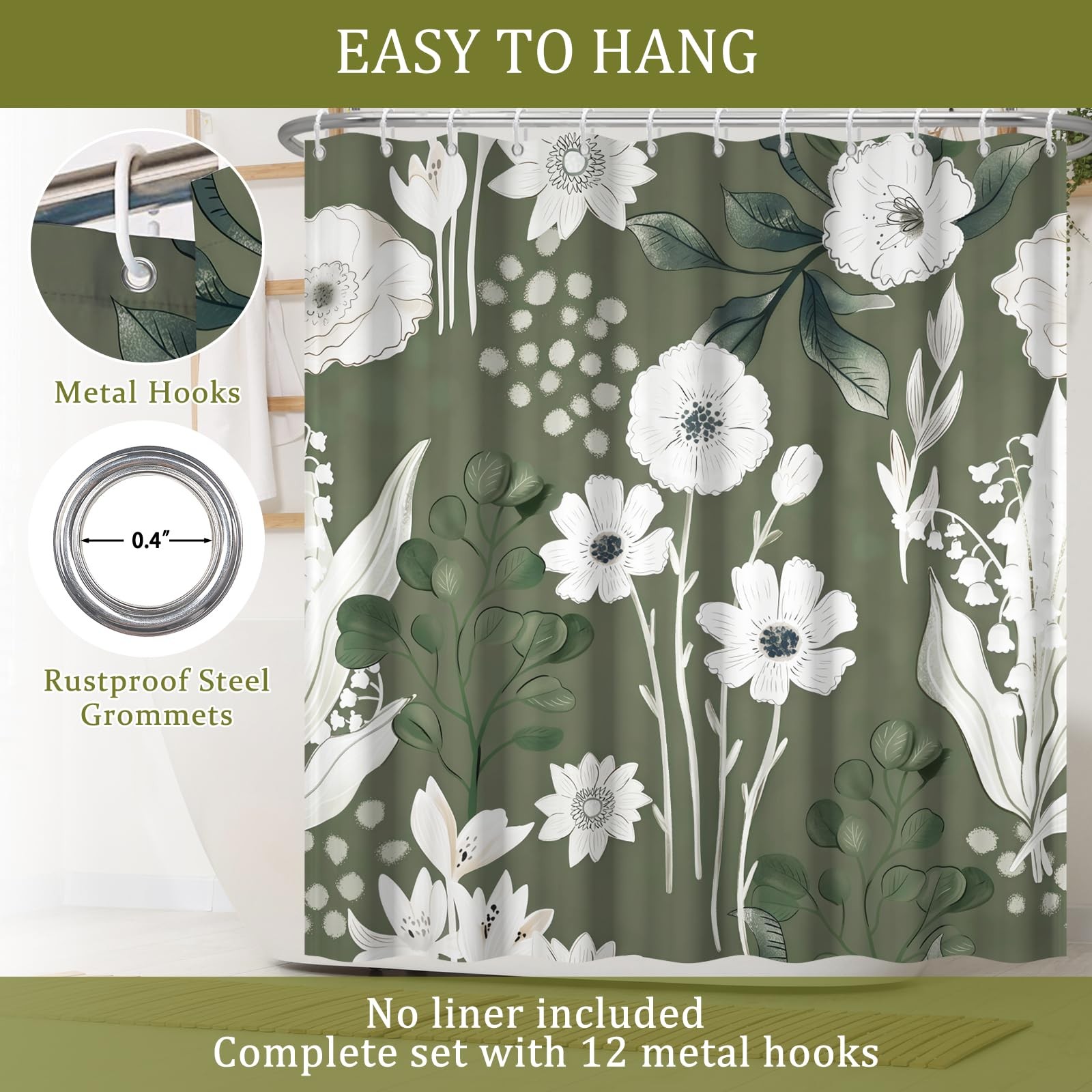 Custom Printed Bath Curtain — custom printed polyester bath curtain detail view