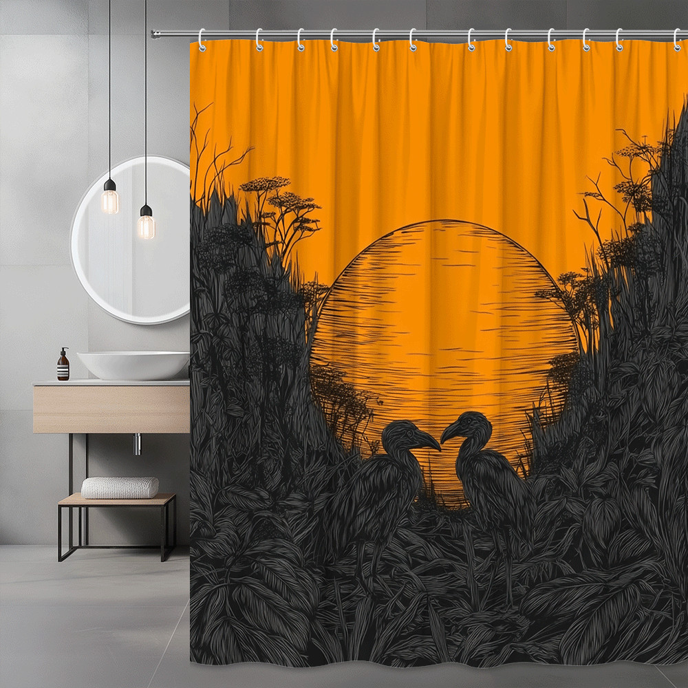 Custom Printed Bath Curtain — custom printed polyester bath curtain