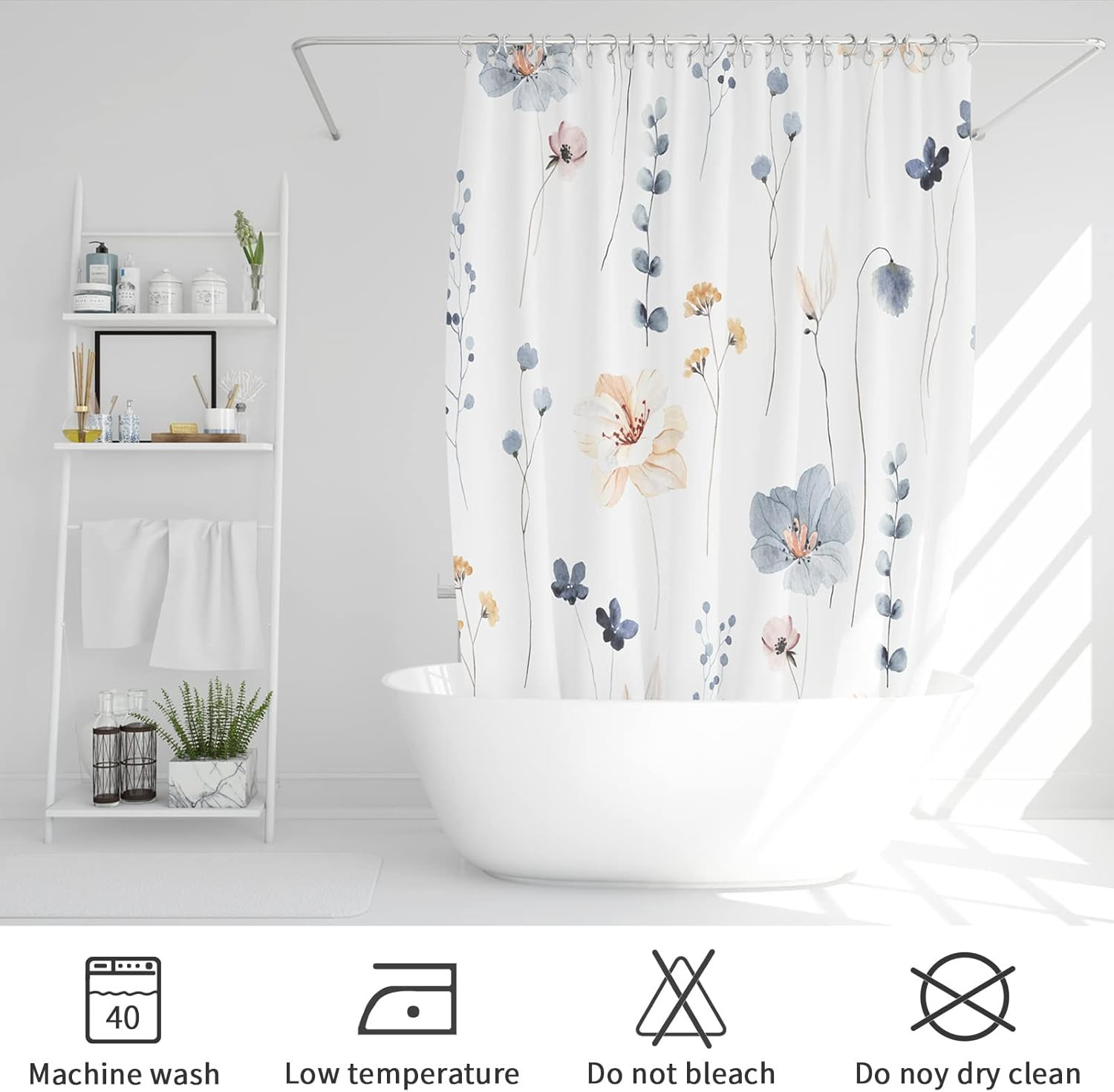 Custom Printed Bath Curtain — custom printed polyester bath curtain detail view