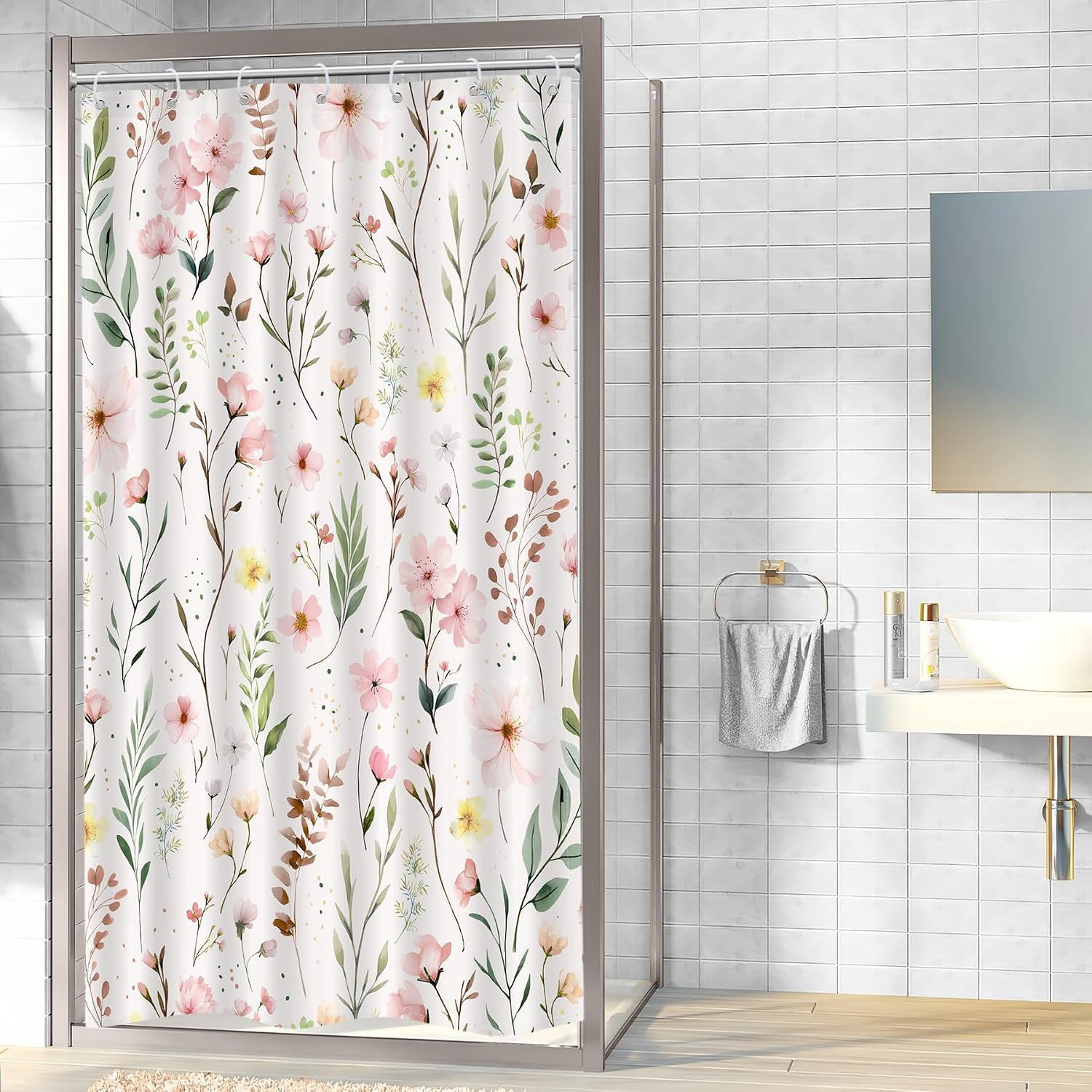 Custom Printed Bath Curtain — custom printed polyester bath curtain detail view
