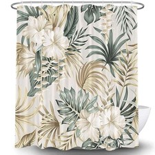 Art Leaf and floral Tropical Style Fabric Shower Curtain Extra Long Bathroom — custom printed polyester bath curtain