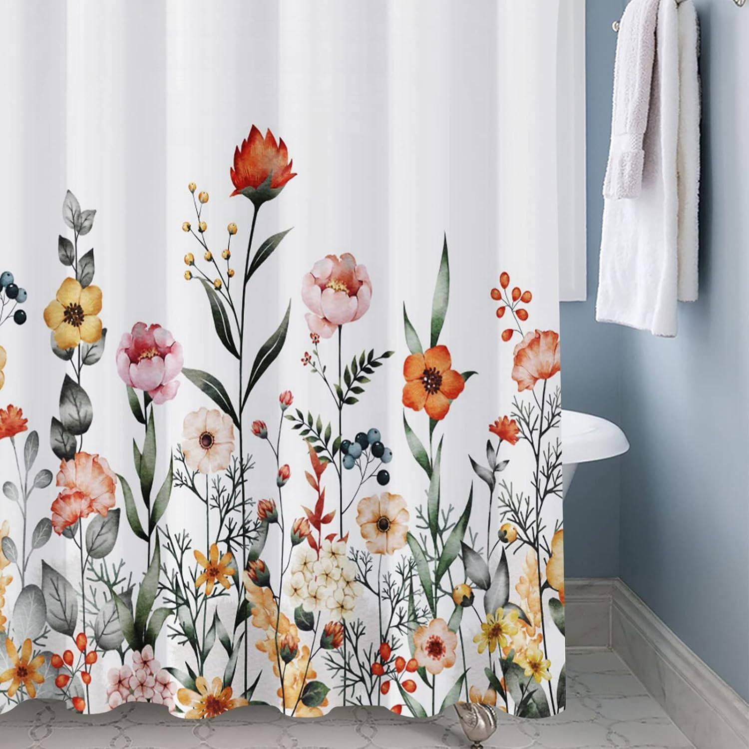 Custom Printed Bath Curtain — custom printed polyester bath curtain detail view