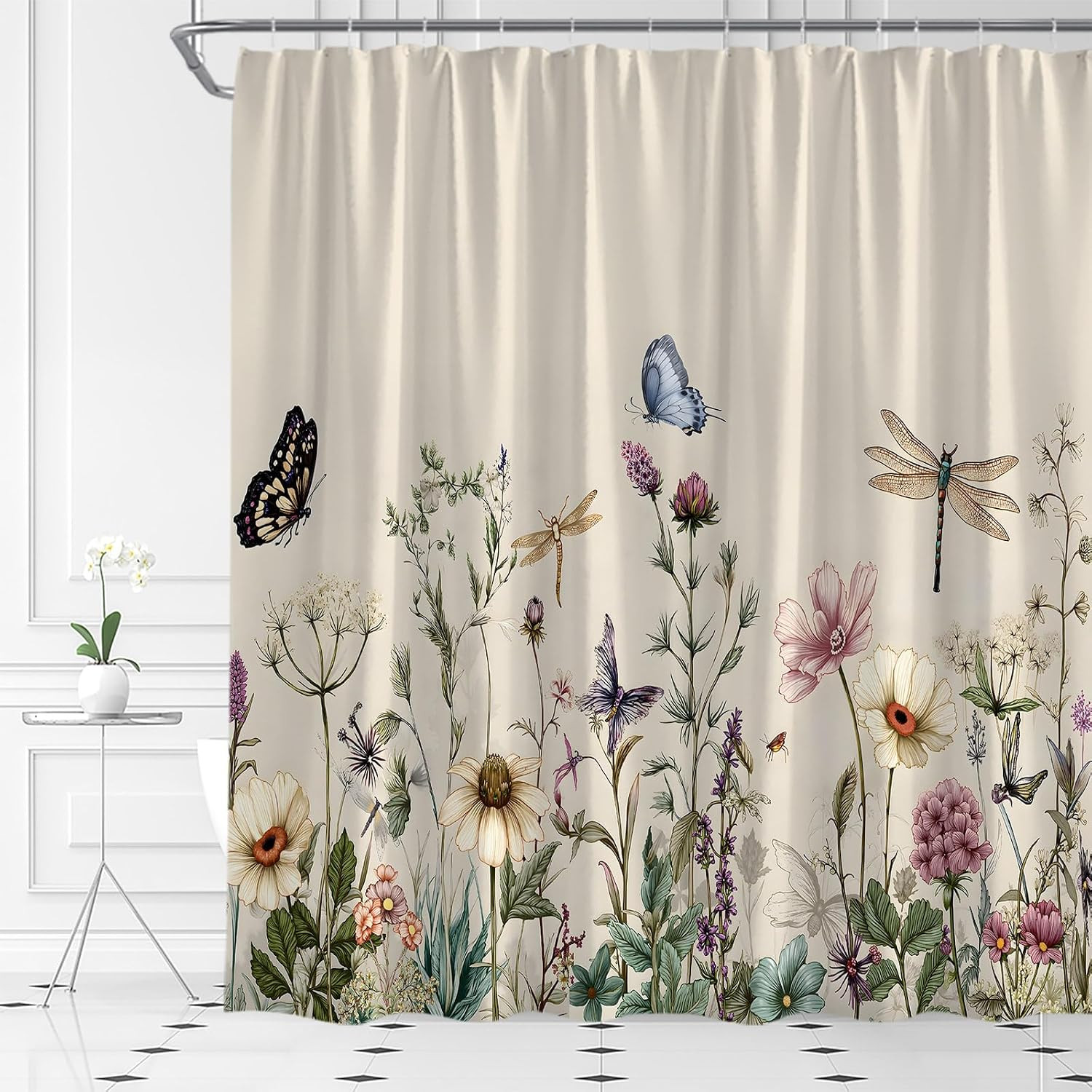 Custom Printed Bath Curtain — custom printed polyester bath curtain detail view
