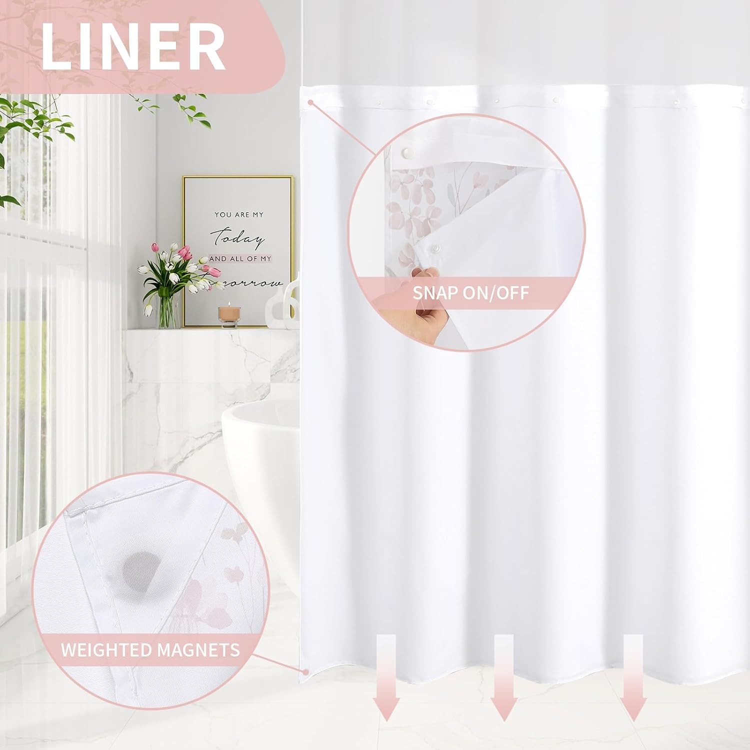 Custom Printed Bath Curtain — custom printed polyester bath curtain detail view