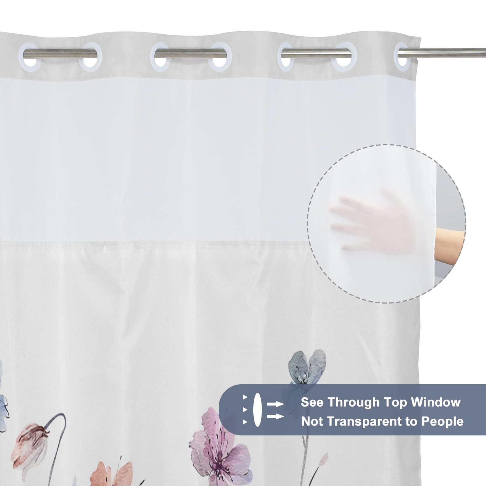 Custom Printed Bath Curtain — custom printed polyester bath curtain detail view