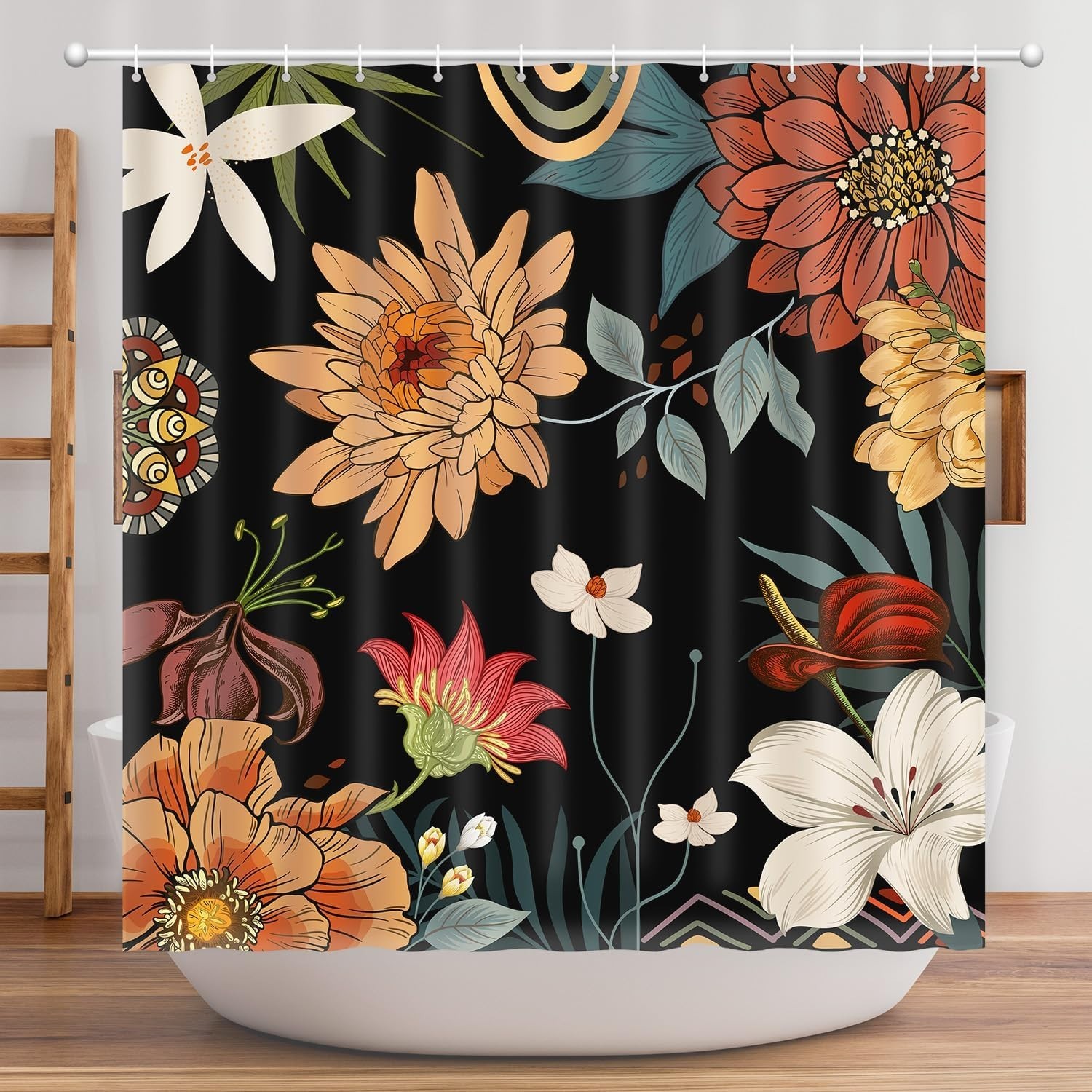 Custom Printed Bath Curtain — custom printed polyester bath curtain detail view