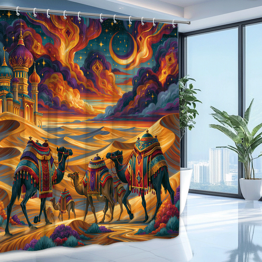 Custom Printed Bath Curtain — custom printed polyester bath curtain detail view