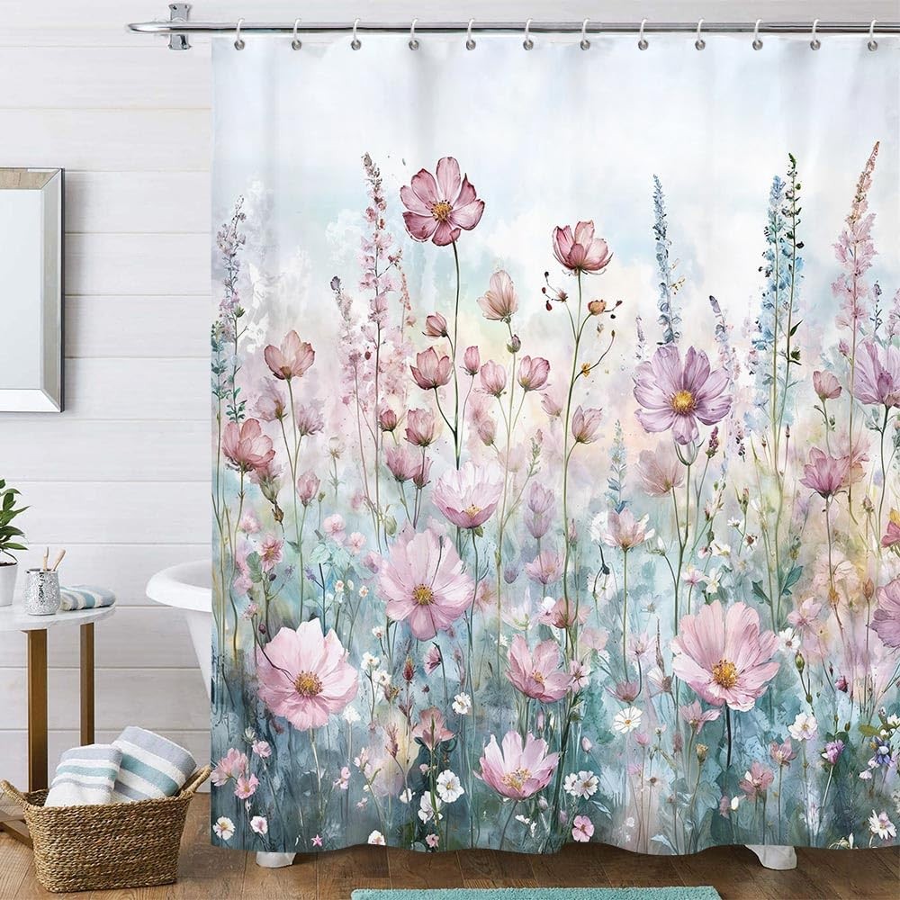Custom Printed Bath Curtain — custom printed polyester bath curtain detail view