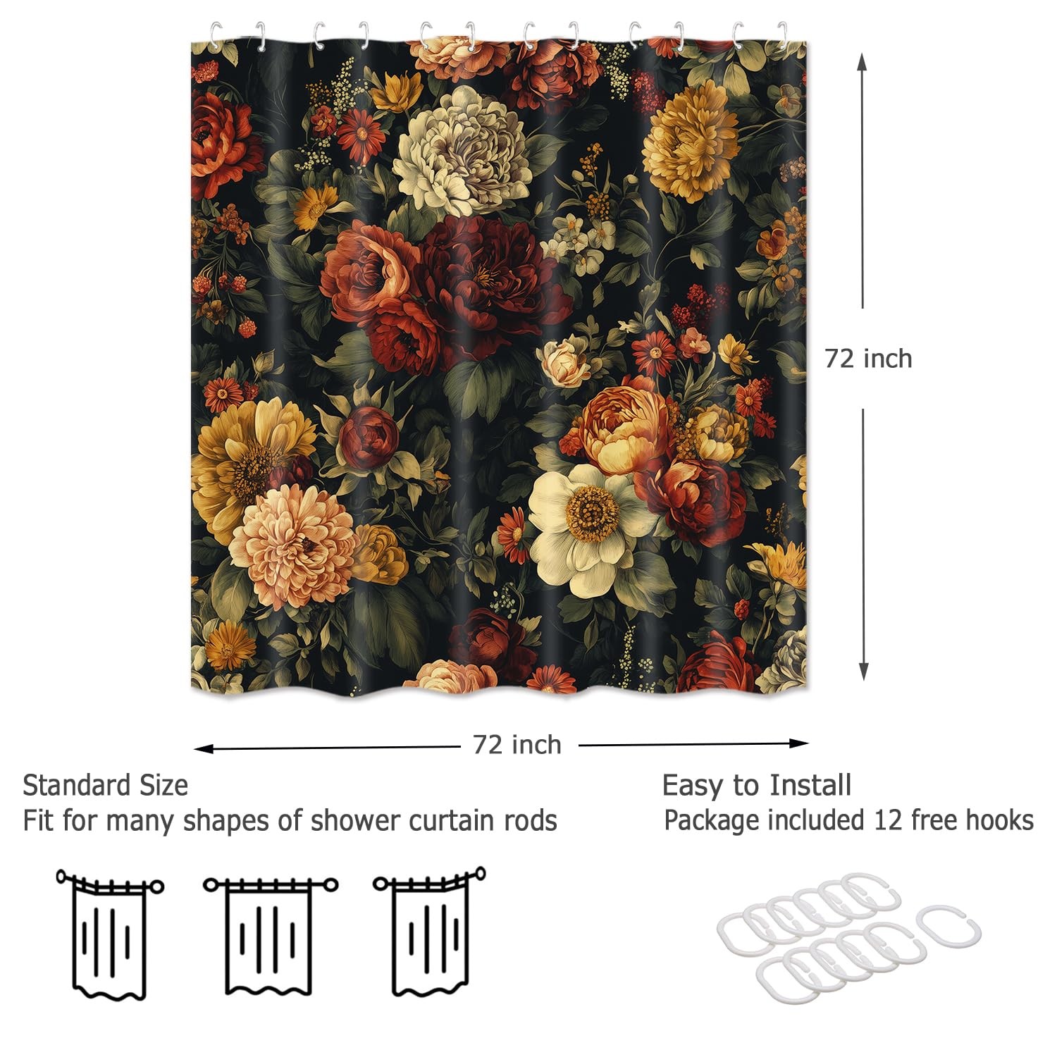 Custom Printed Bath Curtain — custom printed polyester bath curtain detail view