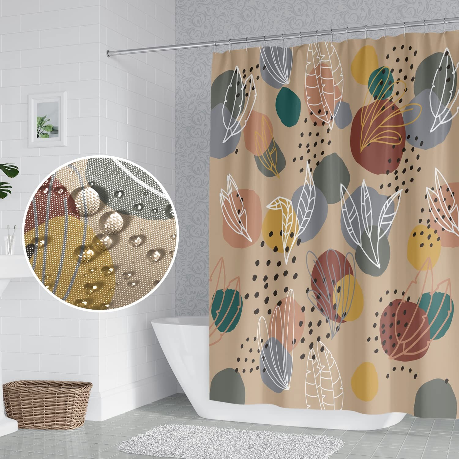 Custom Printed Bath Curtain — custom printed polyester bath curtain detail view