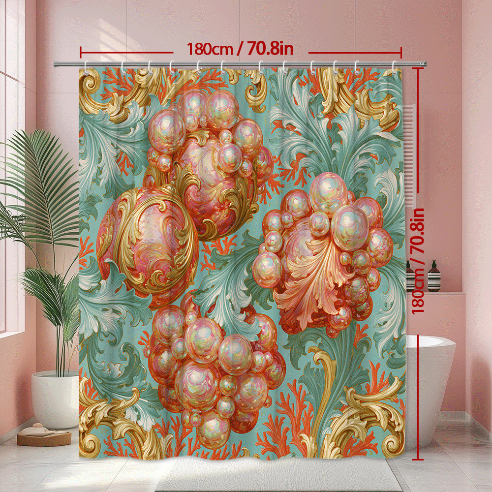 Custom Printed Bath Curtain — custom printed polyester bath curtain detail view
