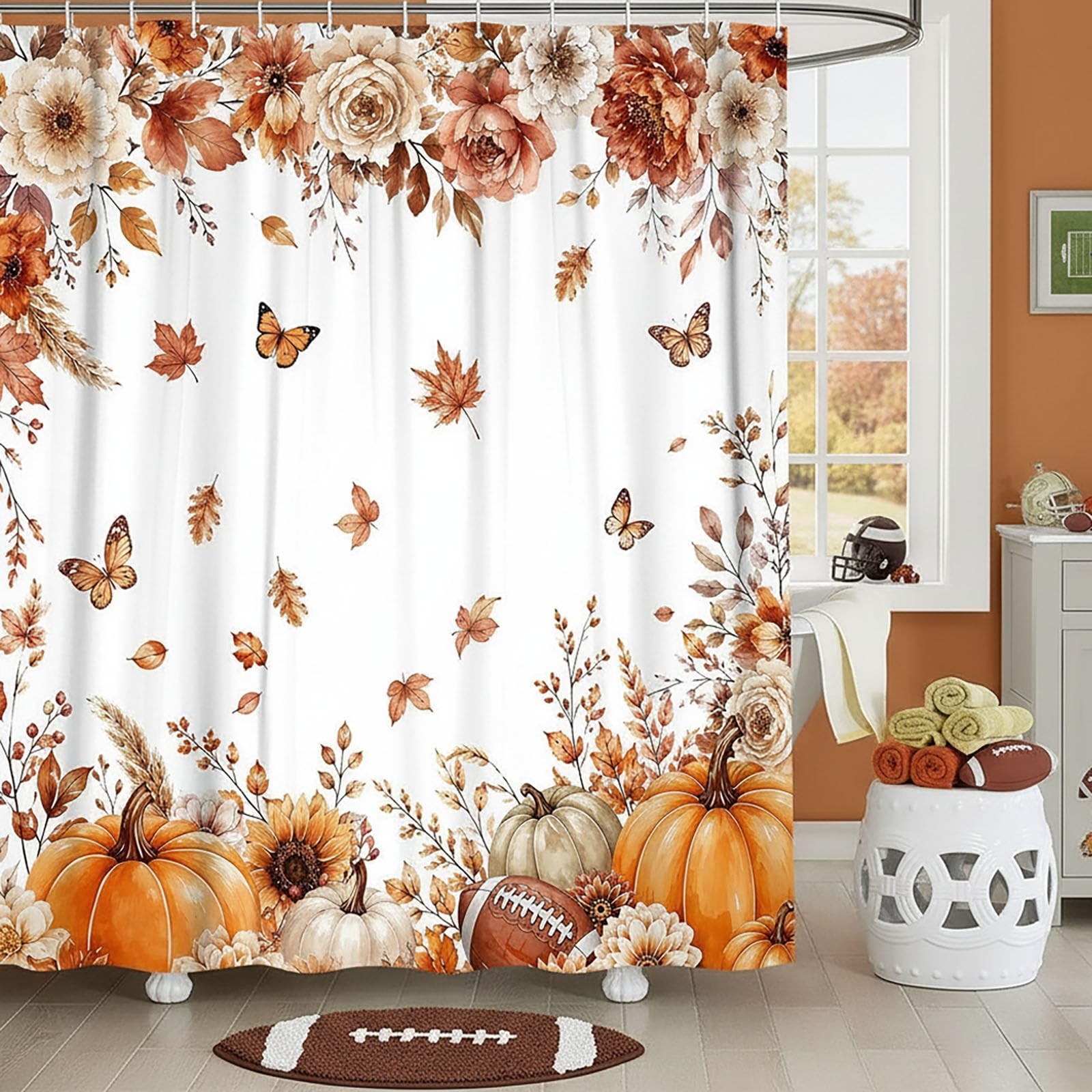 Custom Printed Bath Curtain — custom printed polyester bath curtain detail view