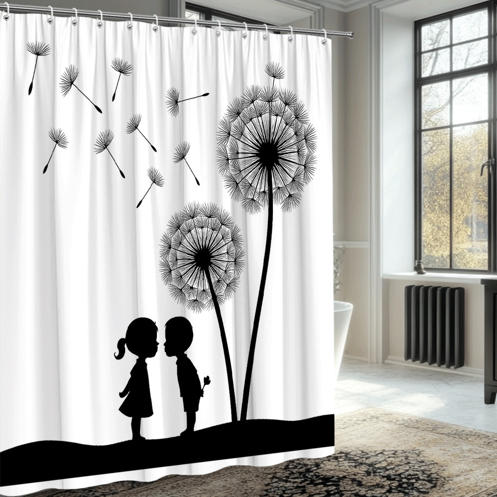 Custom Printed Bath Curtain — custom printed polyester bath curtain detail view