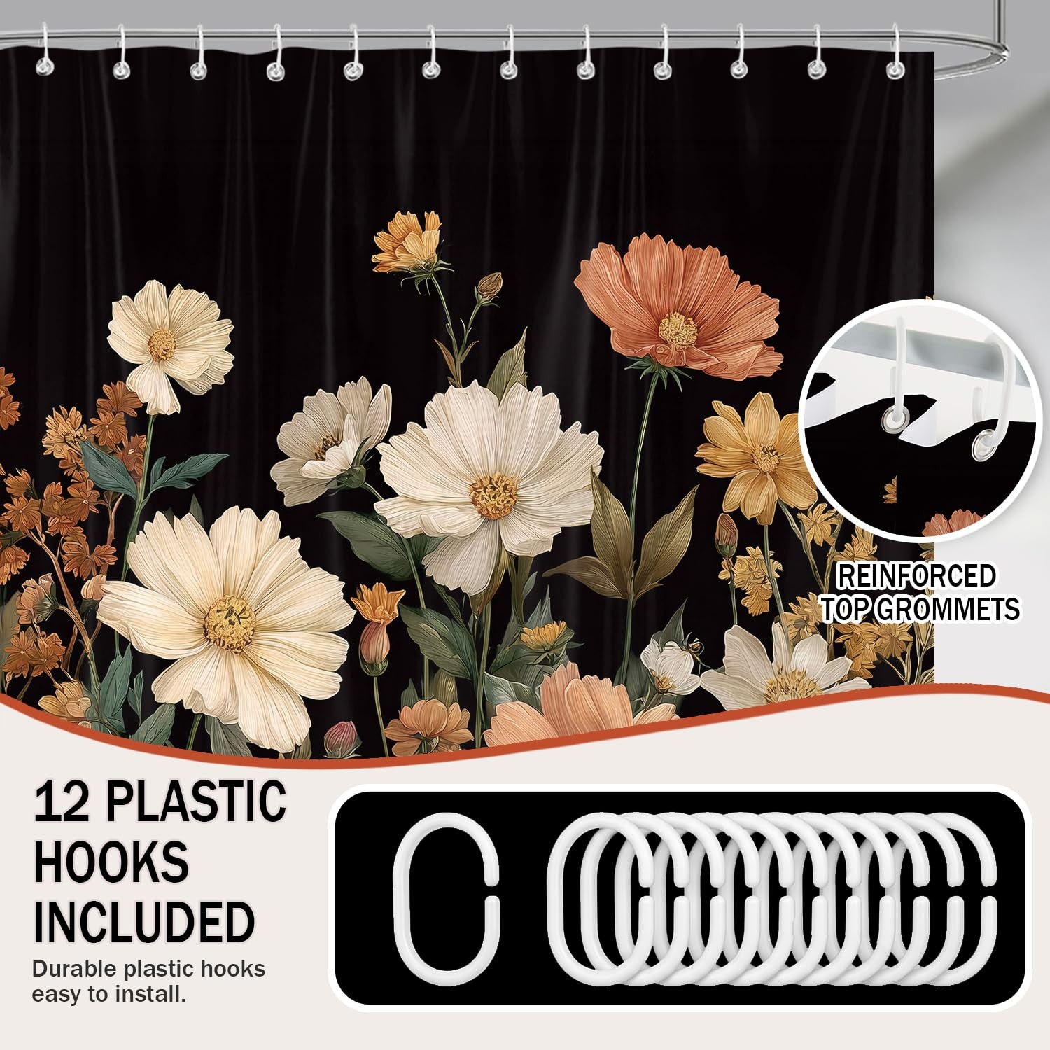 Custom Printed Bath Curtain — custom printed polyester bath curtain detail view