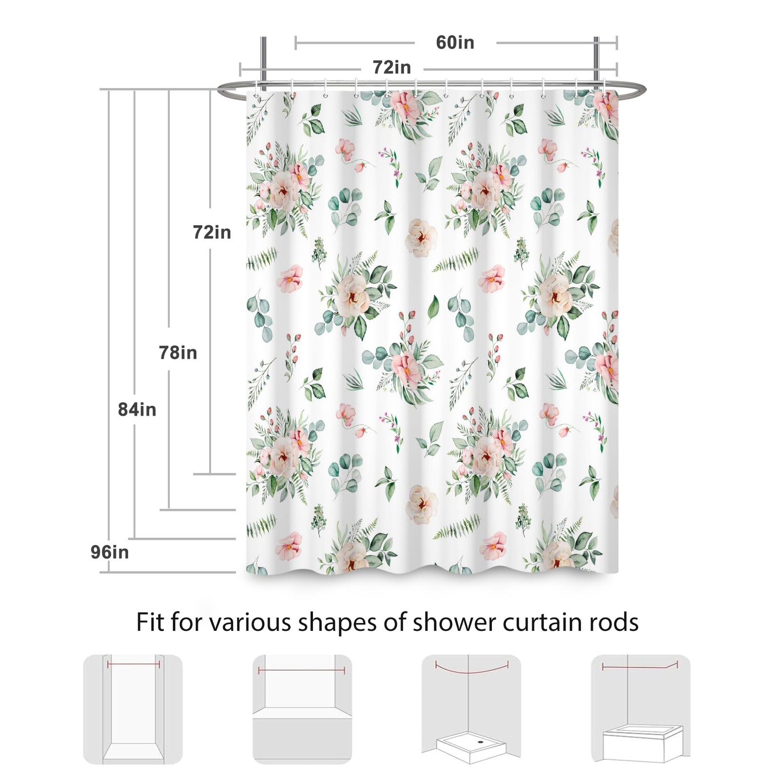 Custom Printed Bath Curtain — custom printed polyester bath curtain detail view