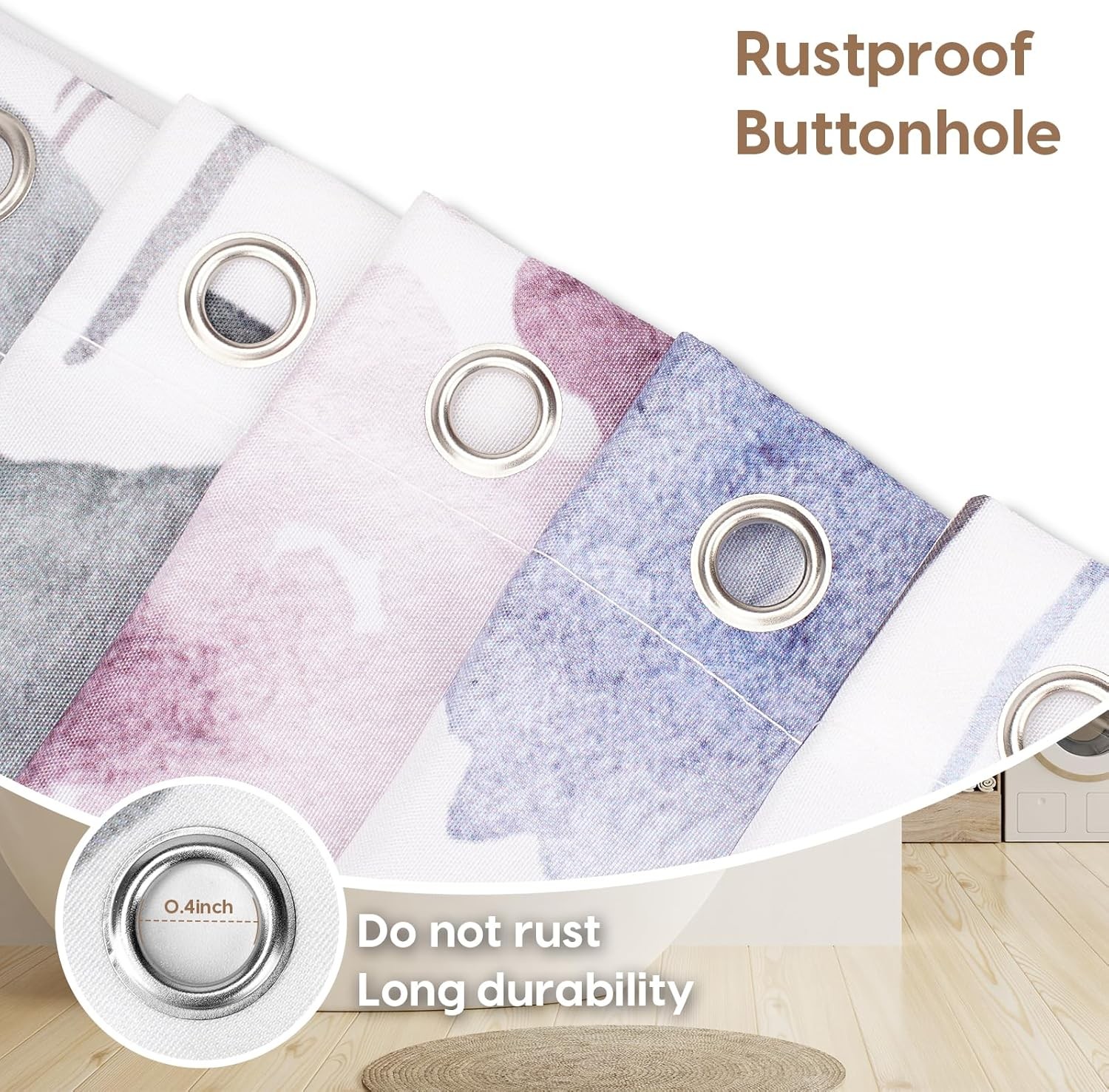 Custom Printed Bath Curtain — custom printed polyester bath curtain detail view