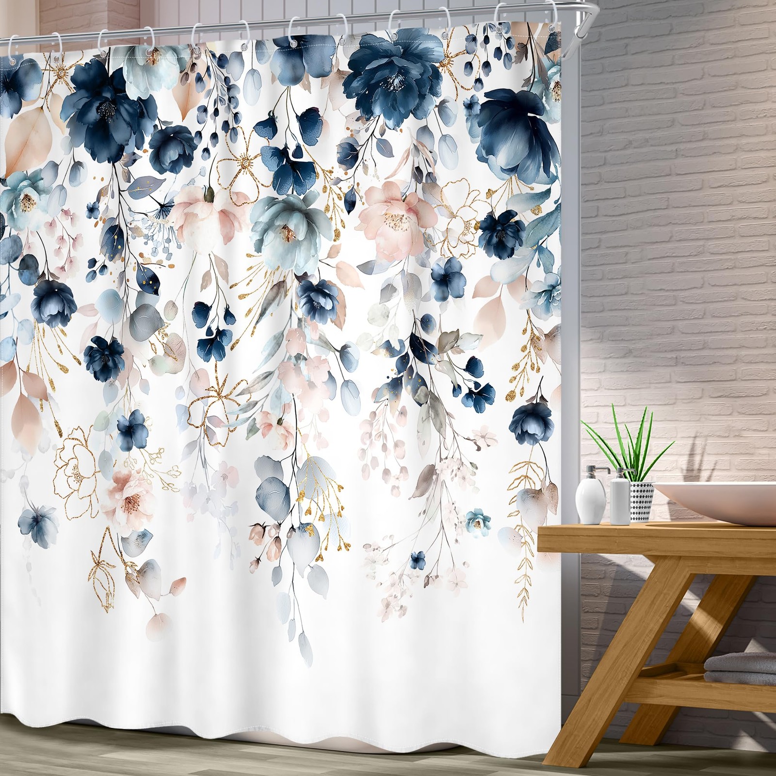 Custom Printed Bath Curtain — custom printed polyester bath curtain detail view