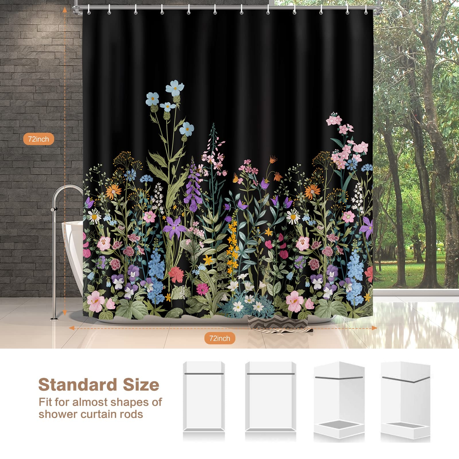 Custom Printed Bath Curtain — custom printed polyester bath curtain detail view