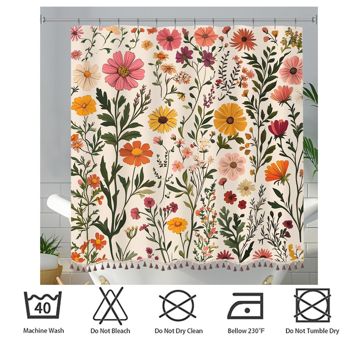 Custom Printed Bath Curtain — custom printed polyester bath curtain detail view