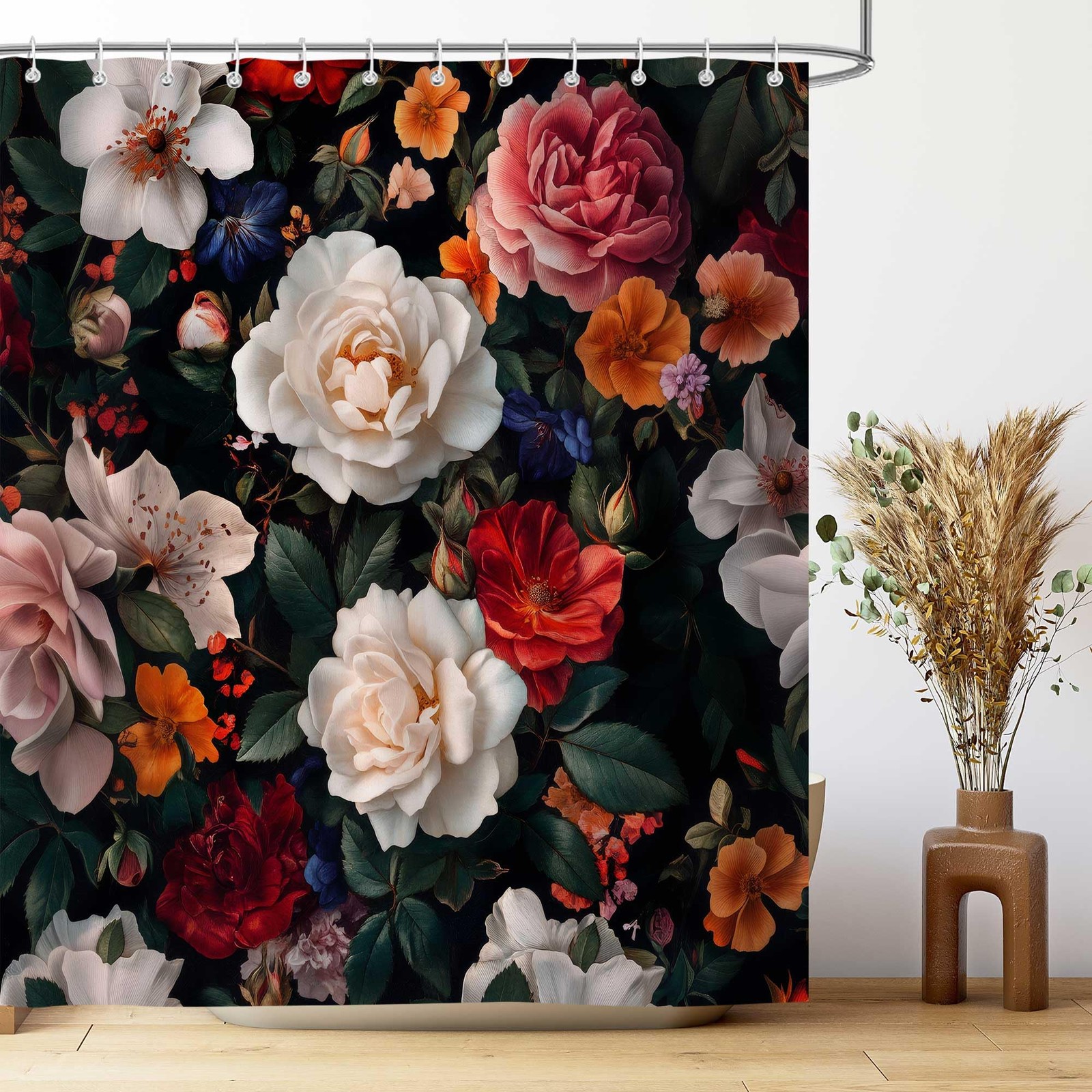 Custom Printed Bath Curtain — custom printed polyester bath curtain detail view