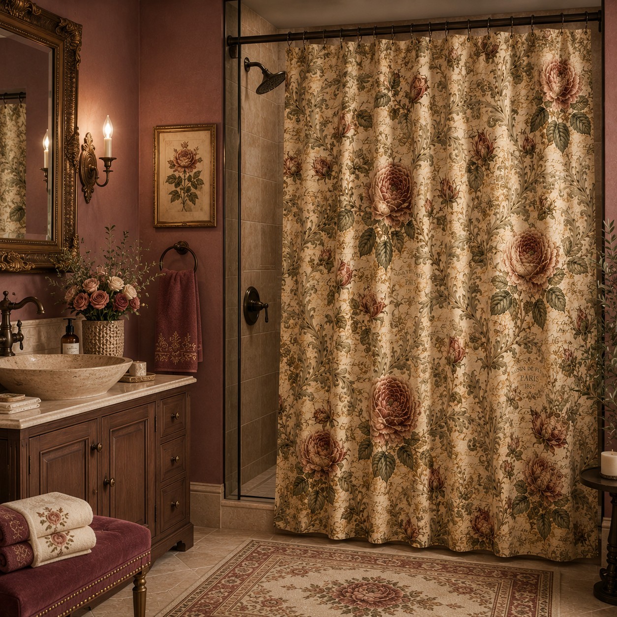 Custom Printed Bath Curtain — custom printed polyester bath curtain detail view