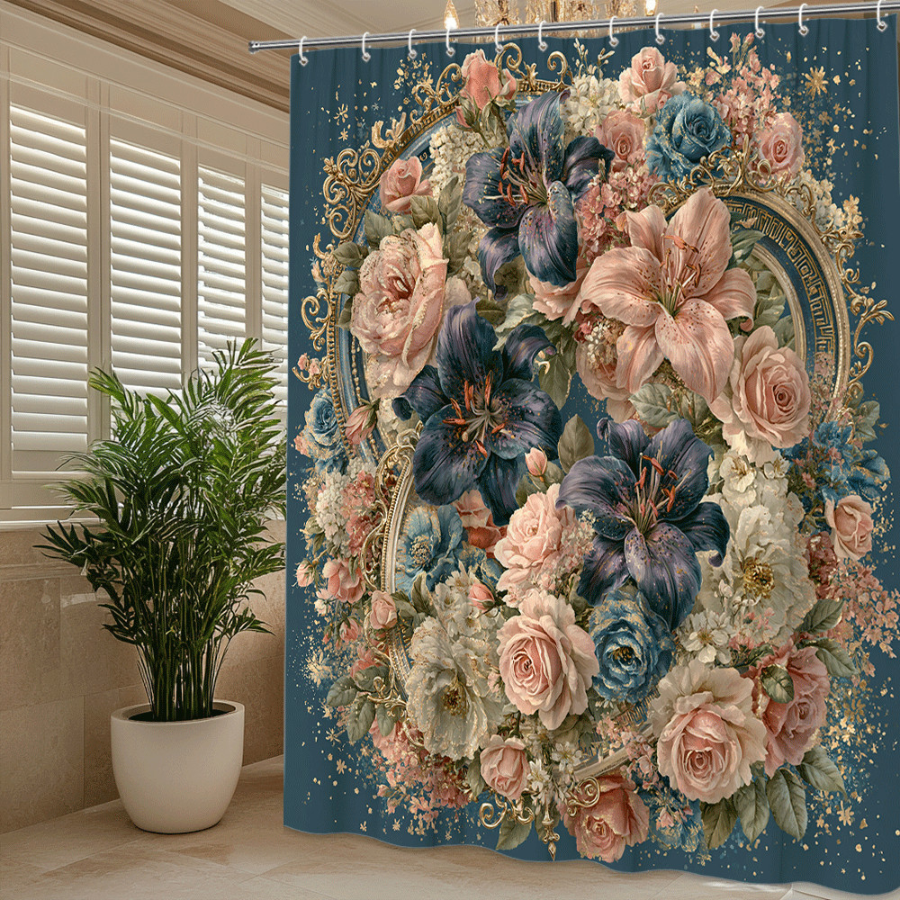 Custom Printed Bath Curtain — custom printed polyester bath curtain detail view