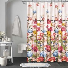 Bloomin Printed Floral Shower Curtain for Bathroom and Bathtub 72 x 72 inches — custom printed polyester bath curtain