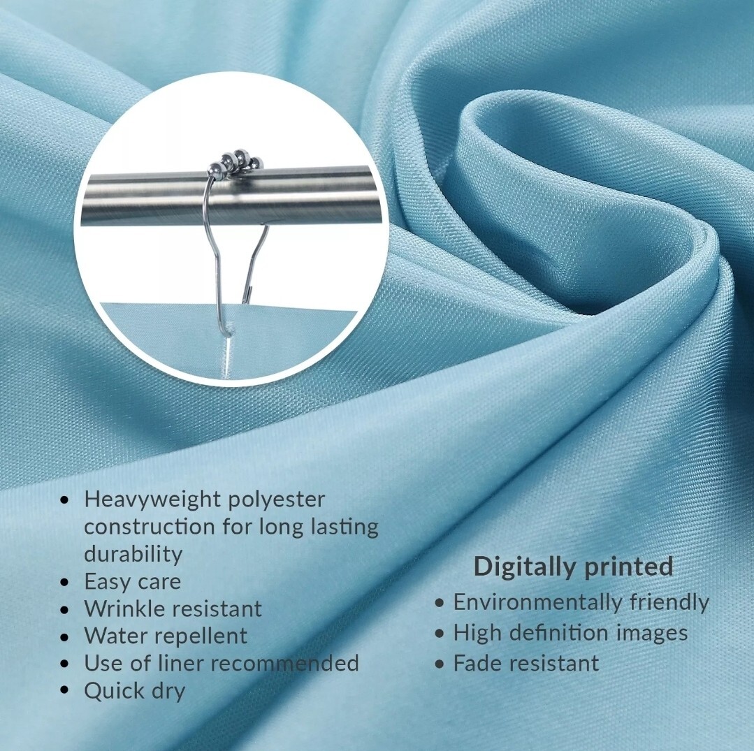 Custom Printed Bath Curtain — custom printed polyester bath curtain detail view