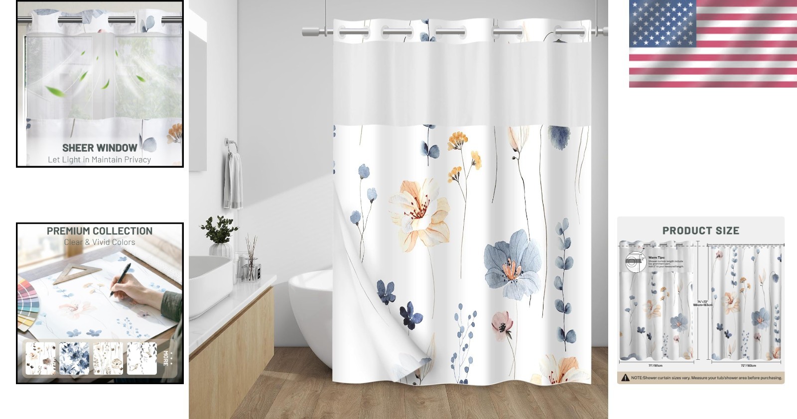 Custom Printed Bath Curtain — custom printed polyester bath curtain detail view