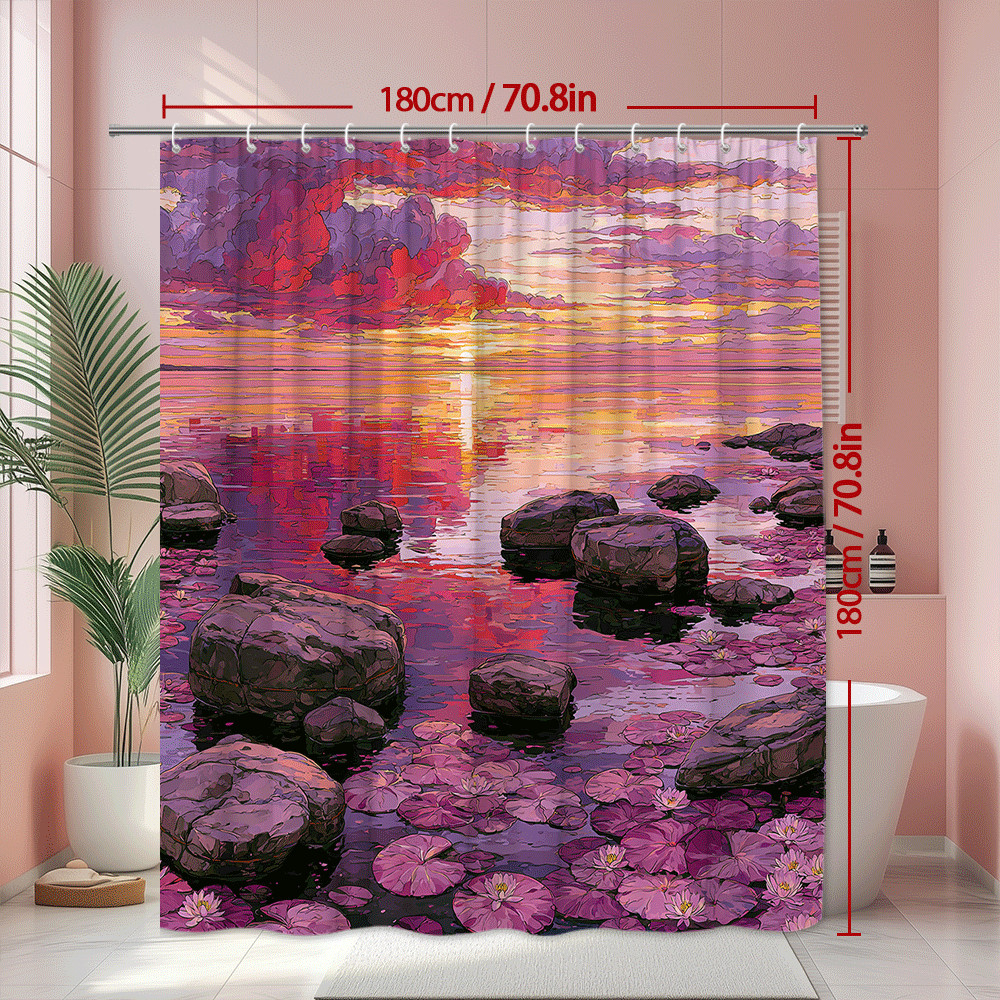 Custom Printed Bath Curtain — custom printed polyester bath curtain detail view