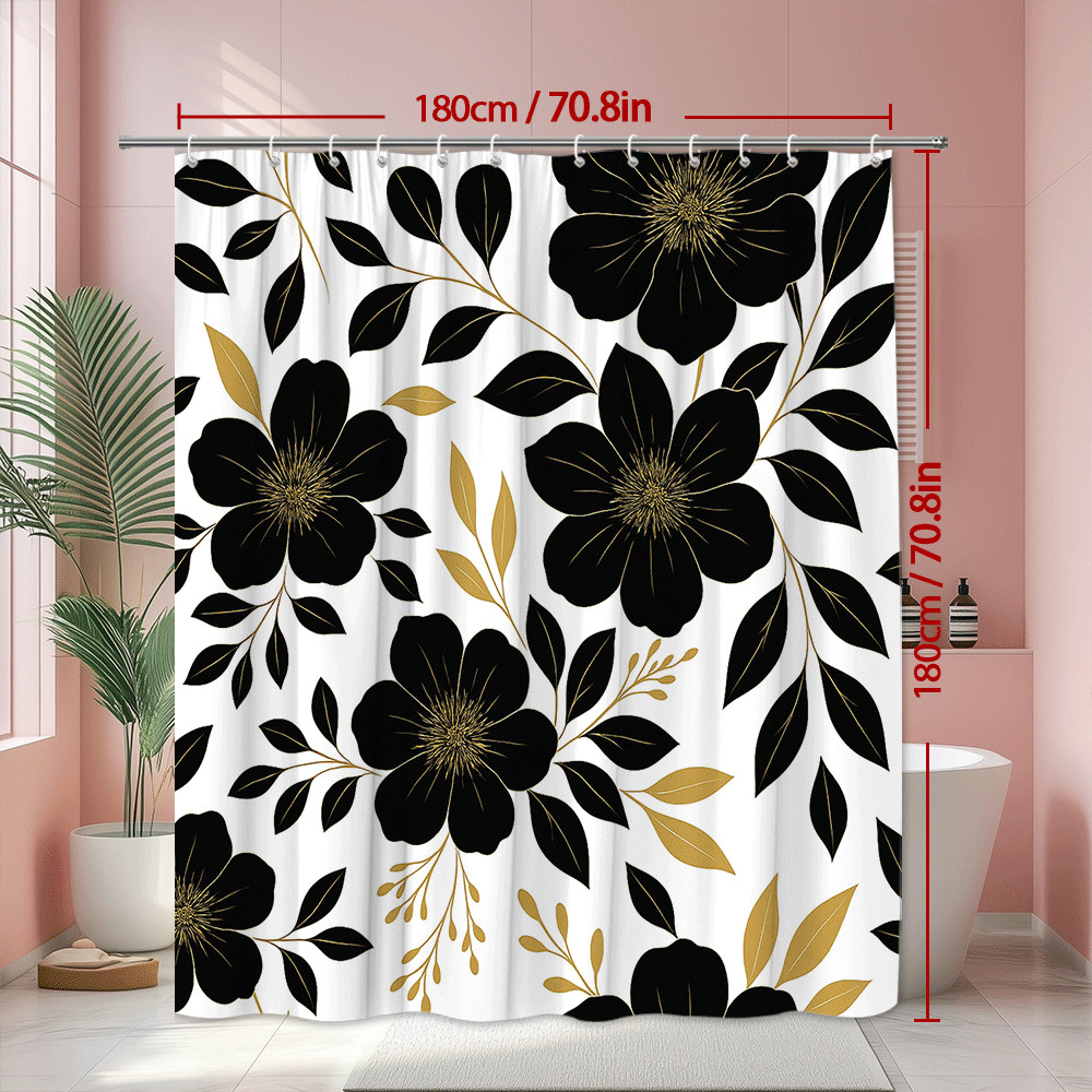 Custom Printed Bath Curtain — custom printed polyester bath curtain detail view