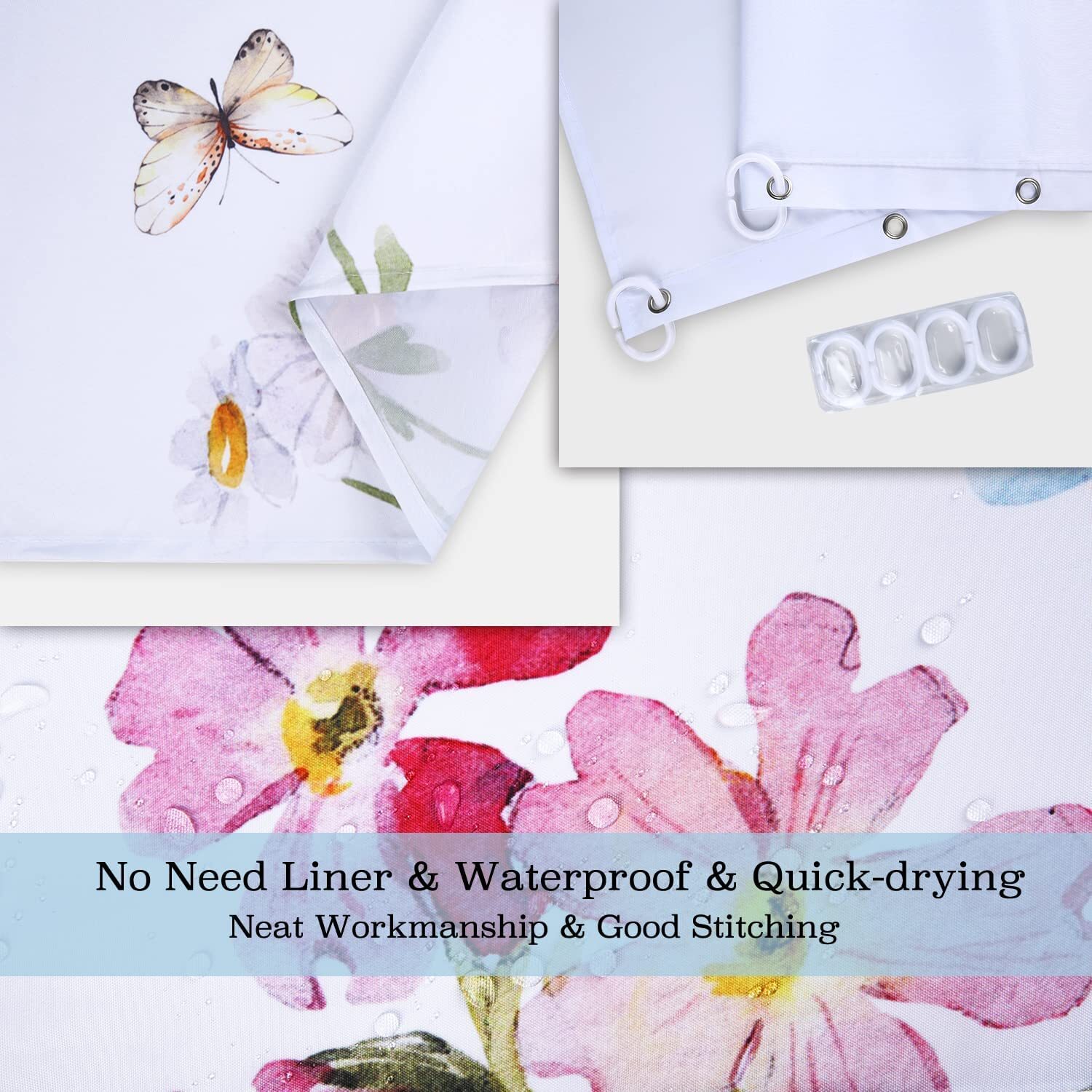 Custom Printed Bath Curtain — custom printed polyester bath curtain detail view
