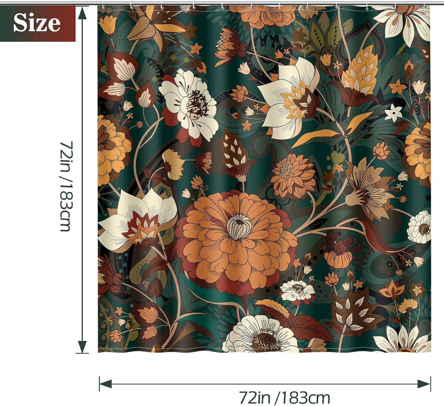 Custom Printed Bath Curtain — custom printed polyester bath curtain detail view