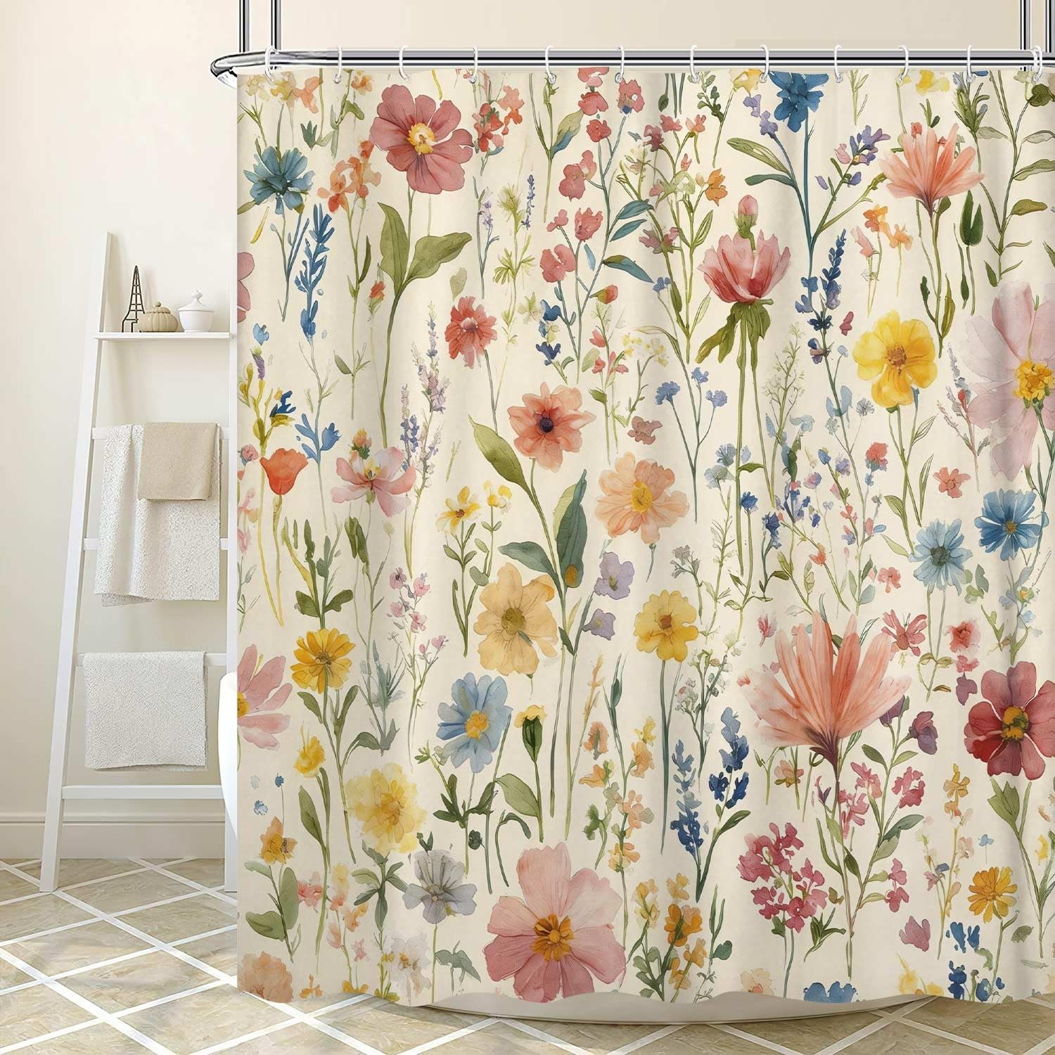 Custom Printed Bath Curtain — custom printed polyester bath curtain detail view