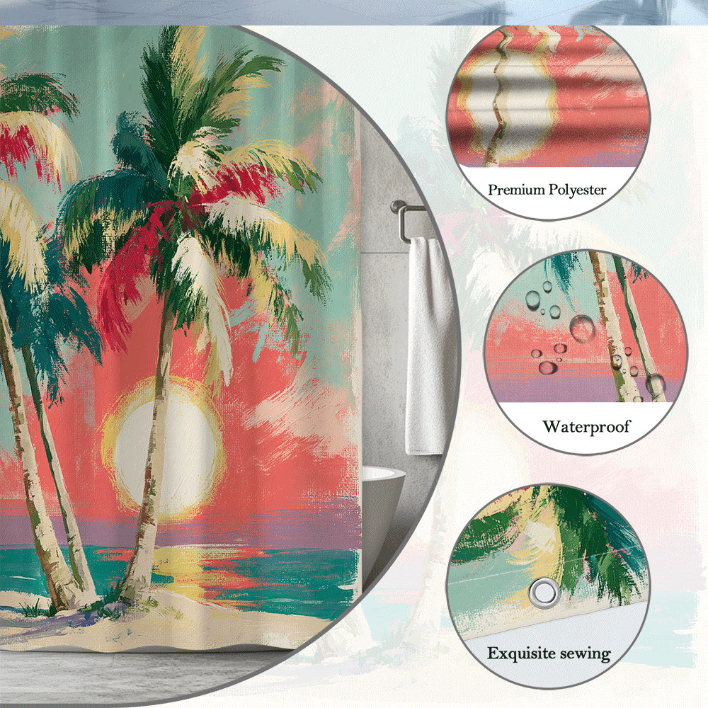 Custom Printed Bath Curtain — custom printed polyester bath curtain detail view