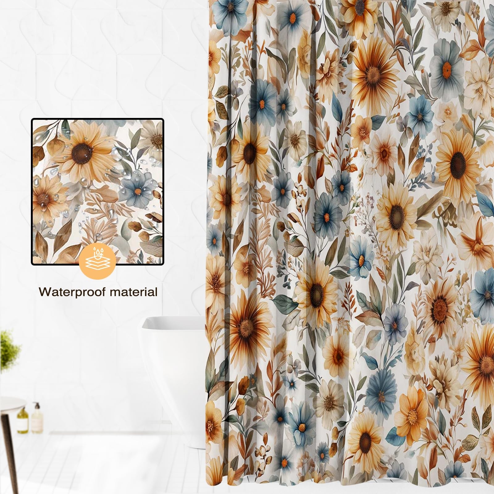 Custom Printed Bath Curtain — custom printed polyester bath curtain detail view