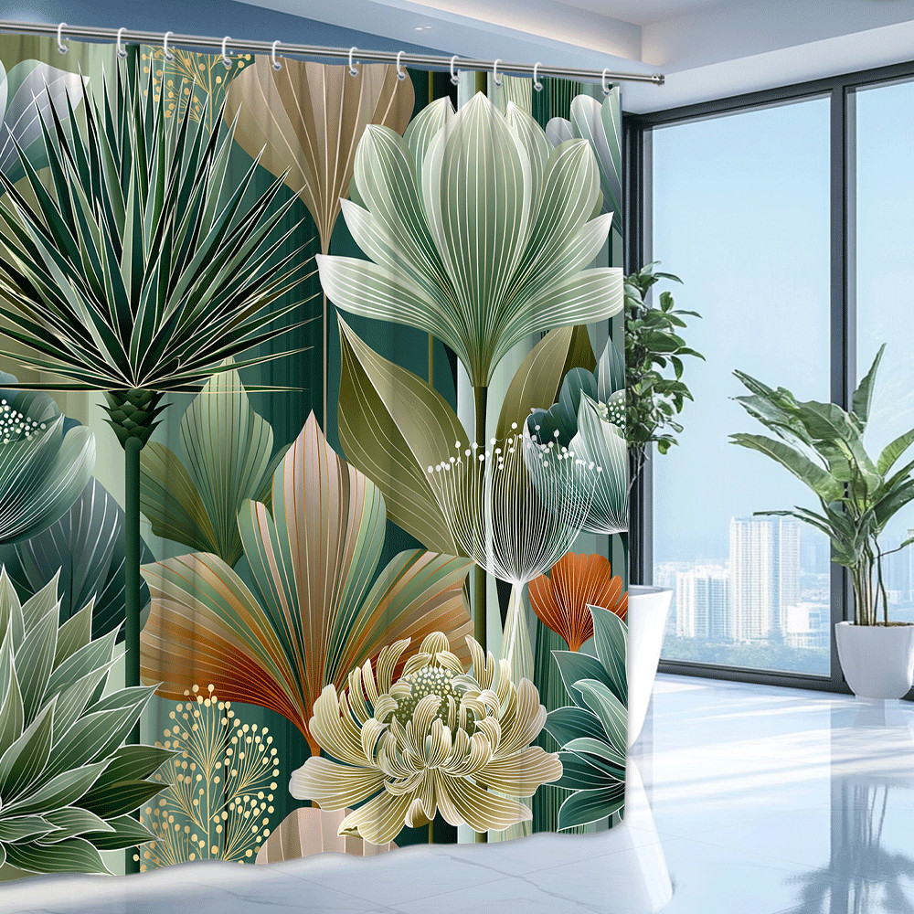 Custom Printed Bath Curtain — custom printed polyester bath curtain detail view
