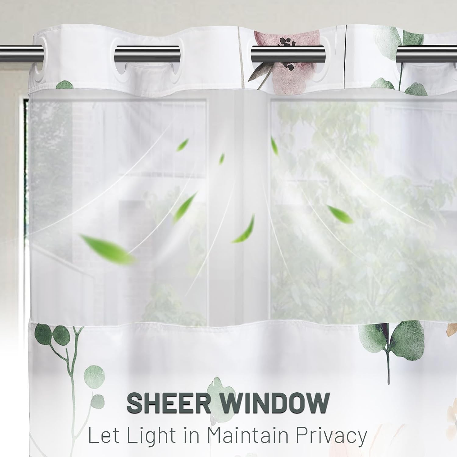 Custom Printed Bath Curtain — custom printed polyester bath curtain detail view