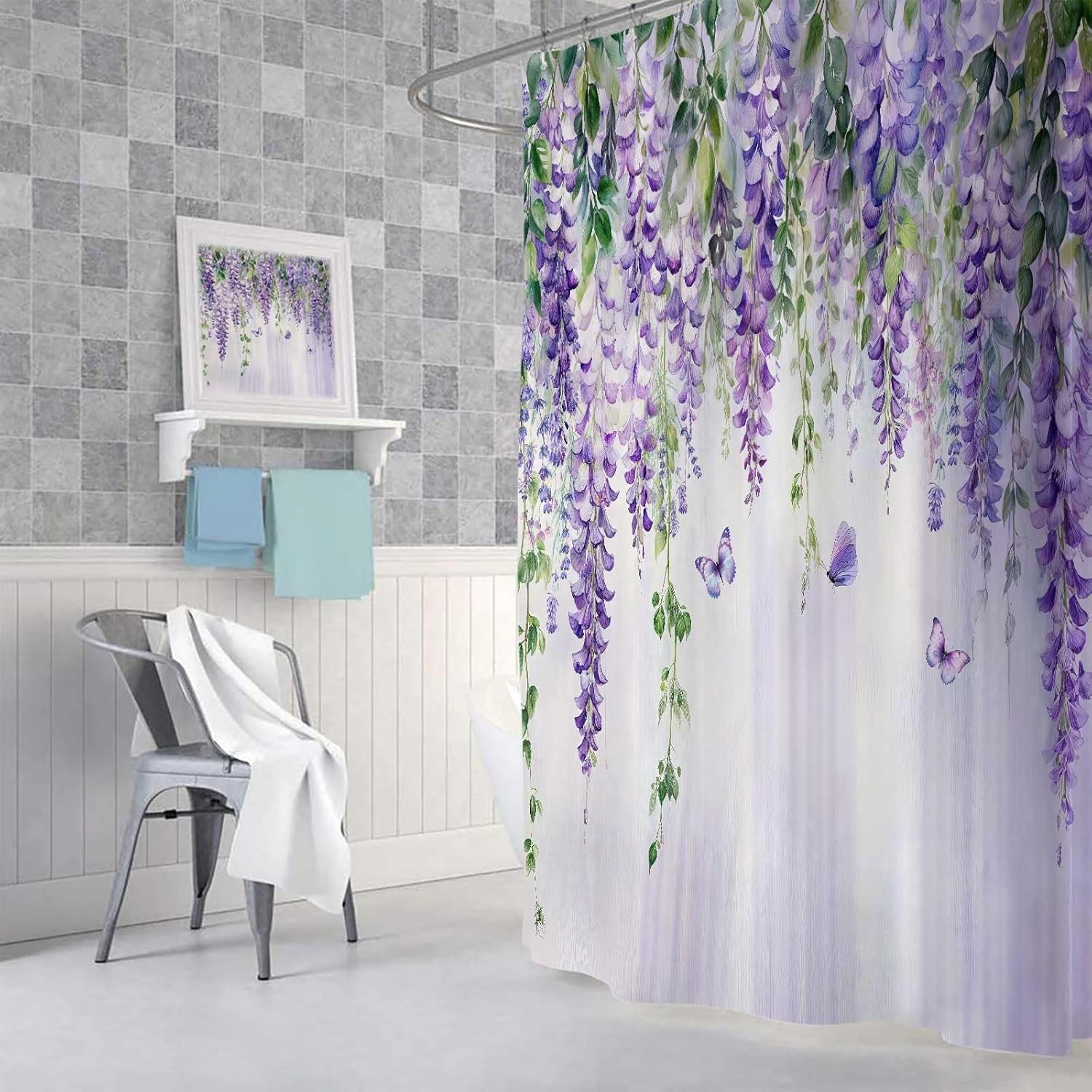 Custom Printed Bath Curtain — custom printed polyester bath curtain detail view