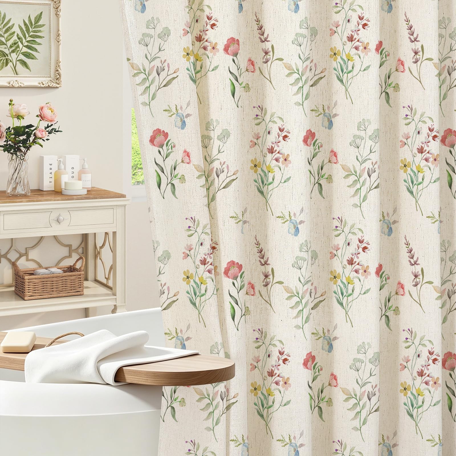 Custom Printed Bath Curtain — custom printed polyester bath curtain detail view