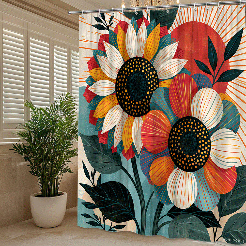 Custom Printed Bath Curtain — custom printed polyester bath curtain detail view