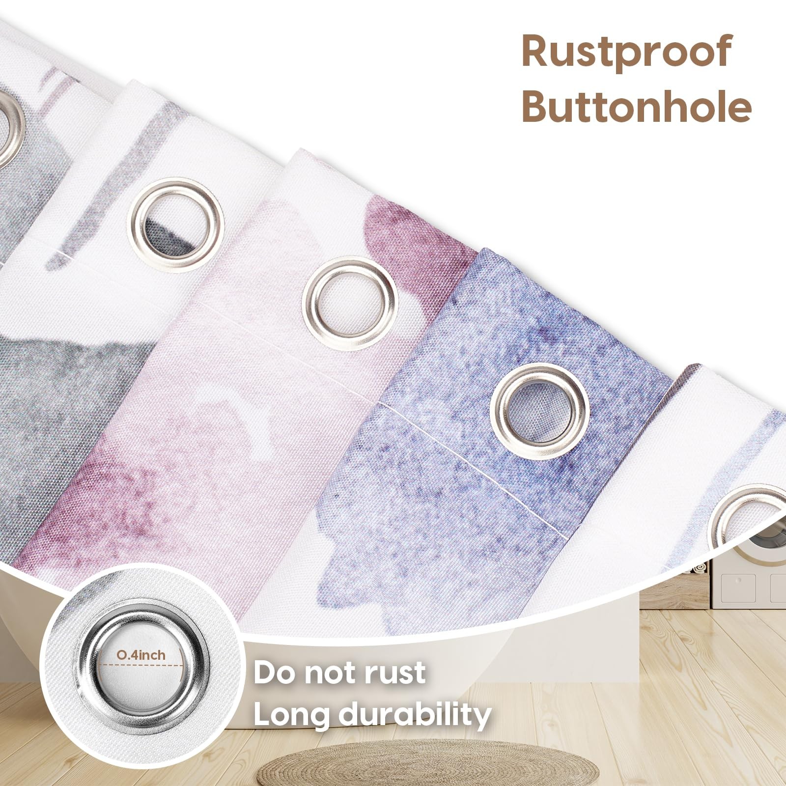 Custom Printed Bath Curtain — custom printed polyester bath curtain detail view