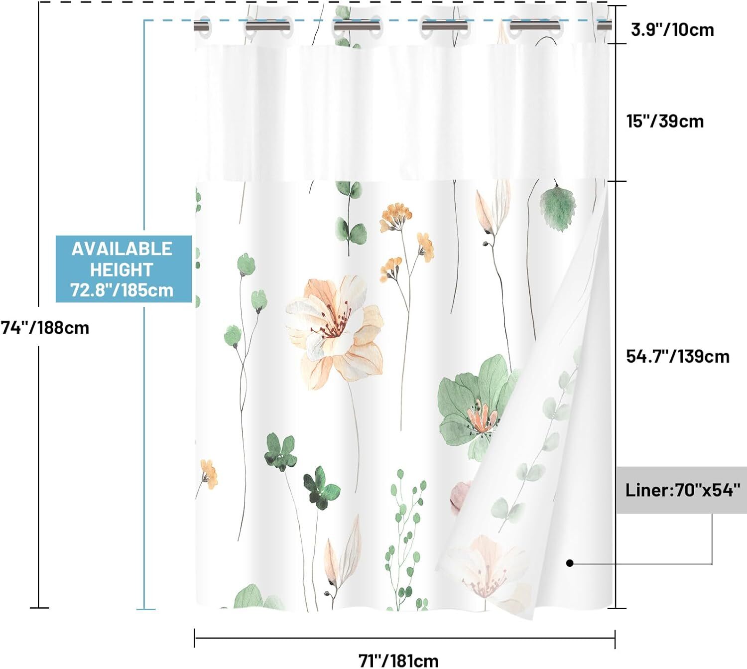 Custom Printed Bath Curtain — custom printed polyester bath curtain detail view