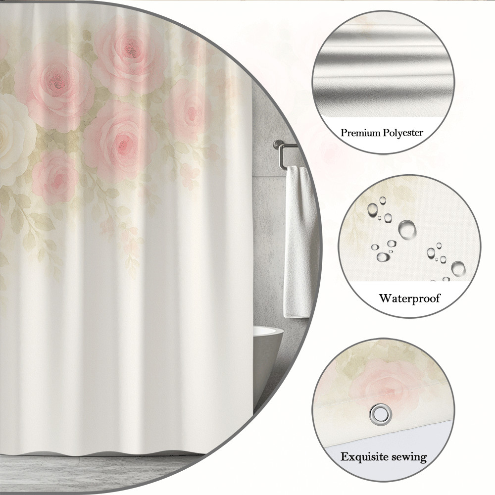 Custom Printed Bath Curtain — custom printed polyester bath curtain detail view