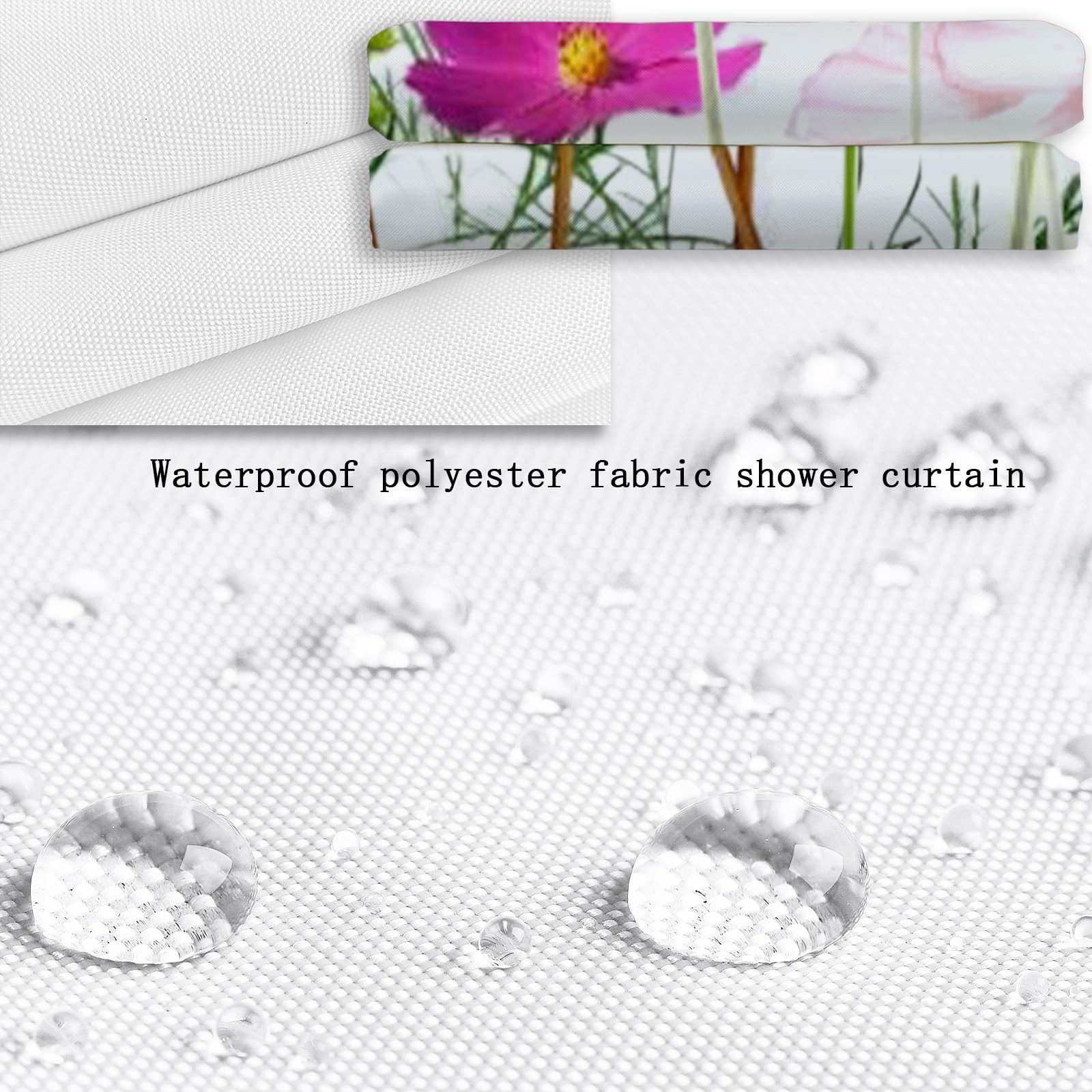 Custom Printed Bath Curtain — custom printed polyester bath curtain detail view