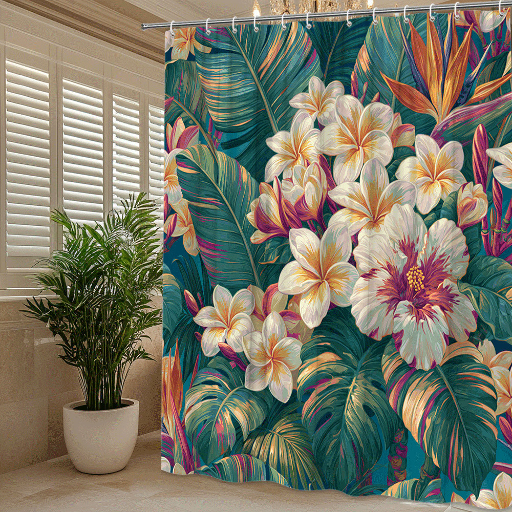 Custom Printed Bath Curtain — custom printed polyester bath curtain detail view